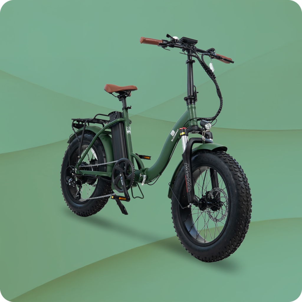Vélo électrique pliable Bloomy vu de profil de Bloomway