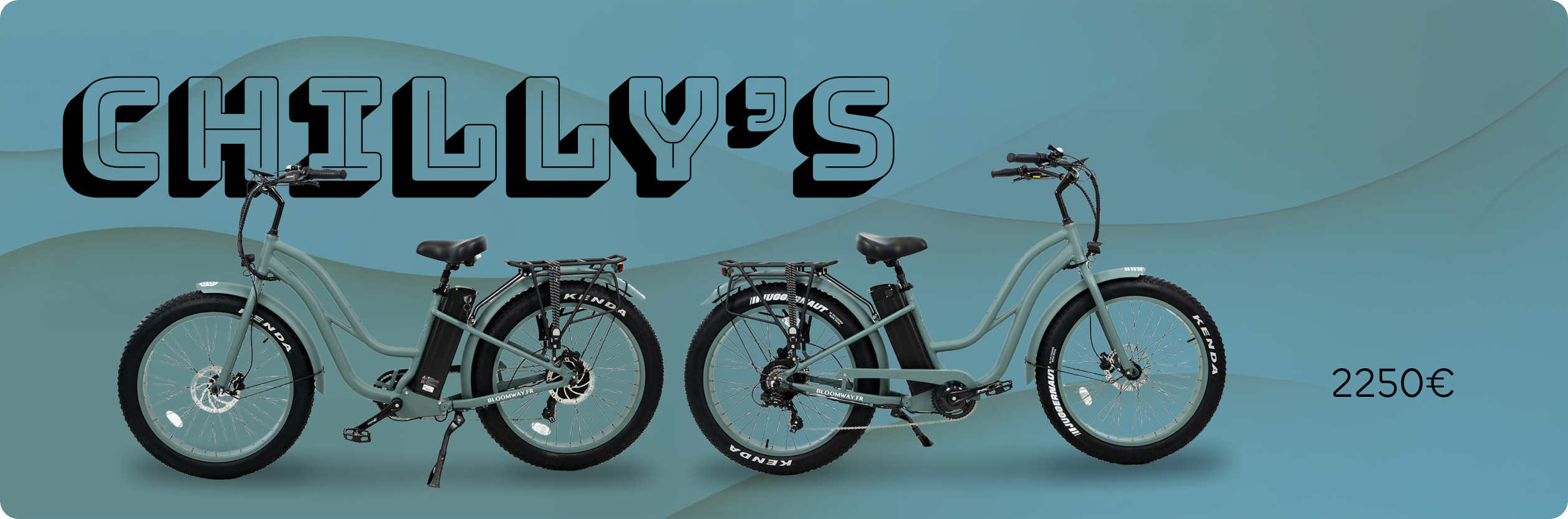 Vélo électrique Fatbask de Bloomway disponible à Biarritz, modèle fatbike au design d'un vélo de ville électrique adapté aux terrains variés