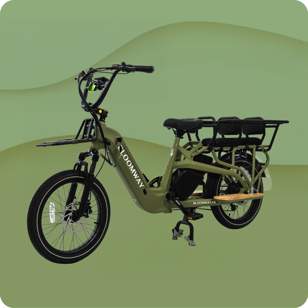 Vélo cargo électrique familial 3 places Bloomway Fatbike Biarritz