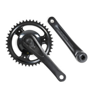 Pédalier mono-plateau noir avec deux manivelles de 170 mm et fixation à axe carré pour fat bike électrique