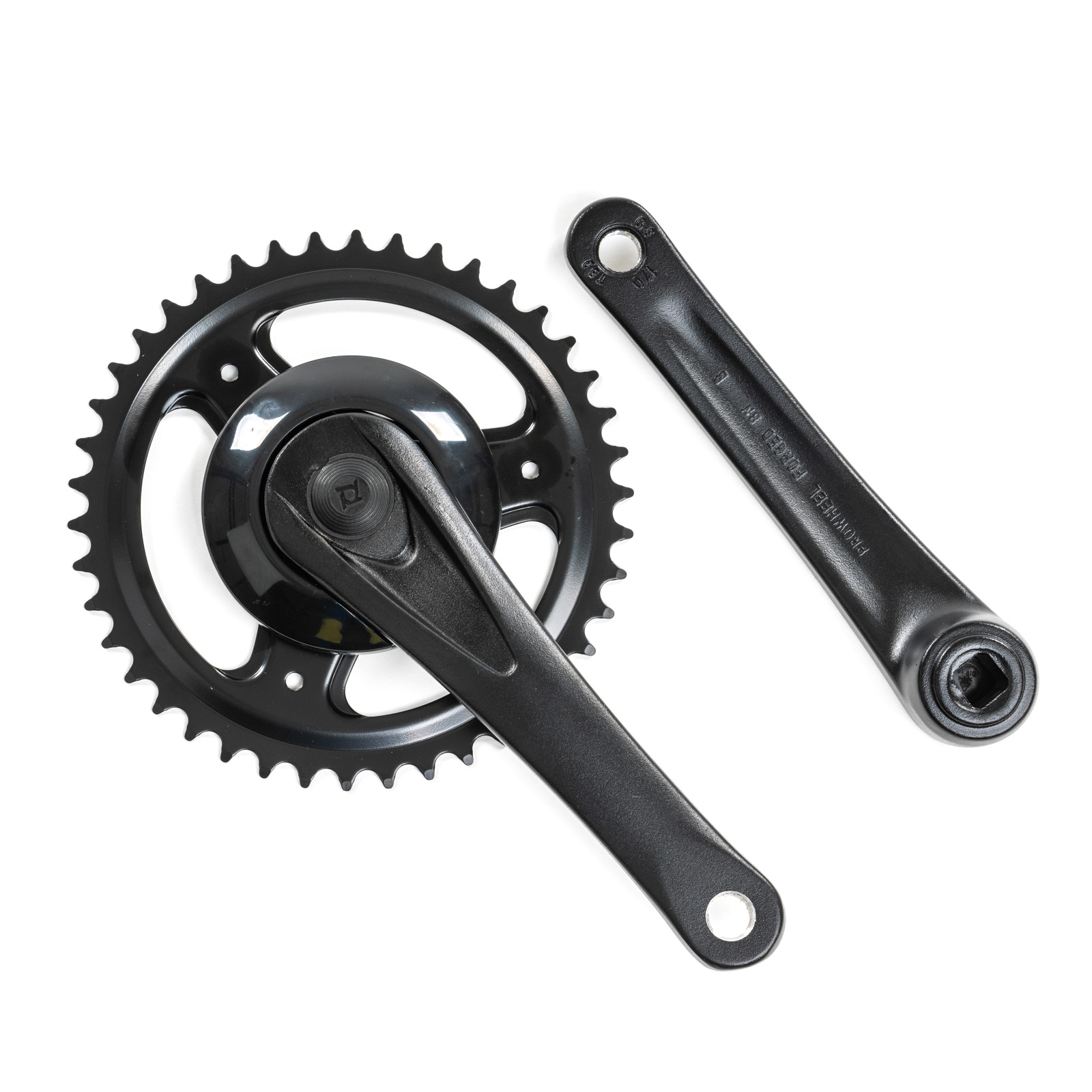 Pédalier mono-plateau noir avec deux manivelles de 170 mm et fixation à axe carré pour fat bike électrique