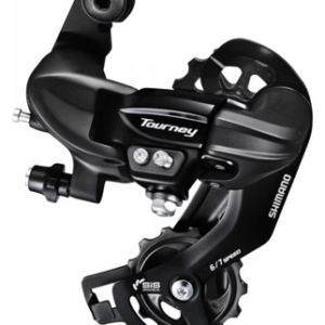 Dérailleur arrière Shimano Tourney noir à chape longue pour transmission de vélo électrique 6 ou 7 vitesses